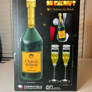 Brickcraft "Chateau de Brick" Toy Wine Bottle and Two Flutes by Plastic Bricks